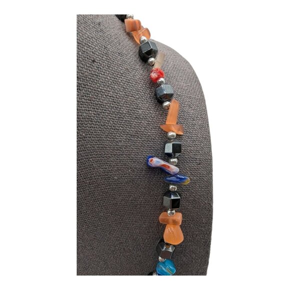 Handcrafted Beaded Necklace With Multicolored Glass, Stones, & Geometric Beads - Picture 3 of 5